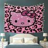 1pc Glitter Leopard Print Hello Kitty Tapestry 2D Polyester Wall Hanging Cute Pink Kawaii Decor for Bedroom  Living Room Per