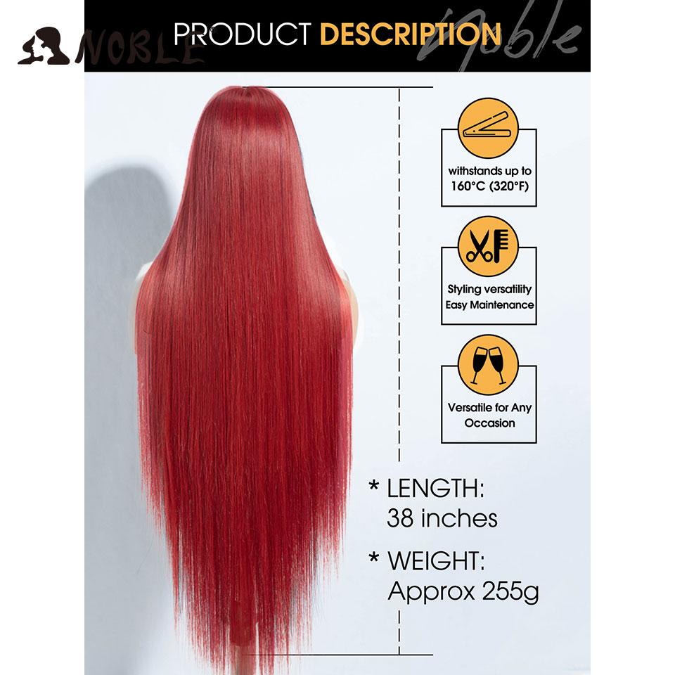 Noble Synthetic Lace Front Wigs For Women 38 Inch Straight Wig Lace Wig Ombre Blonde Lace Wigs Cosplay Straight Lace Front Wig
