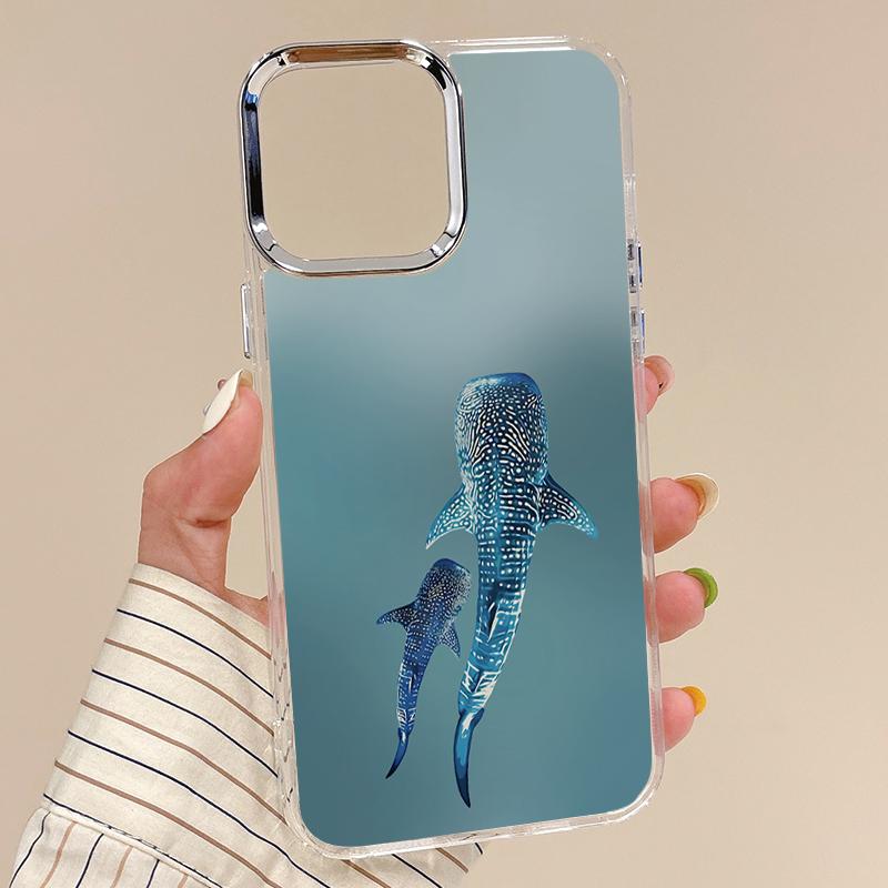 For iPhone 17 Pro Max Case Blue Giant Whale Ocean Pattern Soft Silicone Cover For Funda iPhone 16 Pro Max 15 14 13 12 11 17 Air