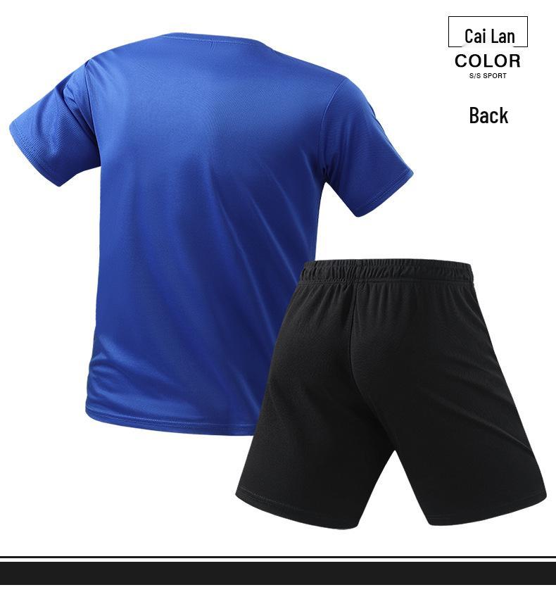 Men's Quick-Dry Sports Suit: Short Sleeve T-Shirt & Summer Fitness Football Training Gear. Custom Logo Option Available.