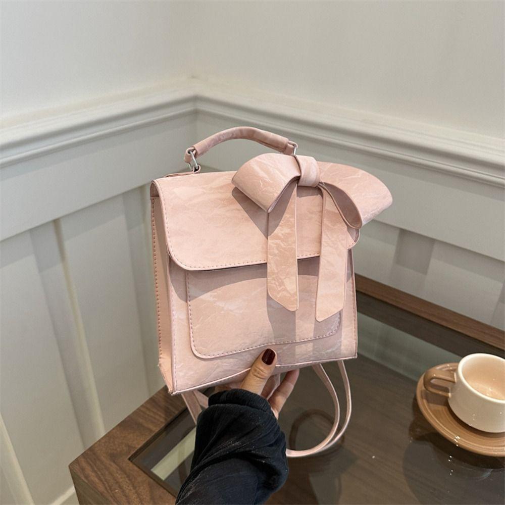 

Solod Color Women Bowknot Backpack PU Travel Backpack Casual Student School Bag чорний