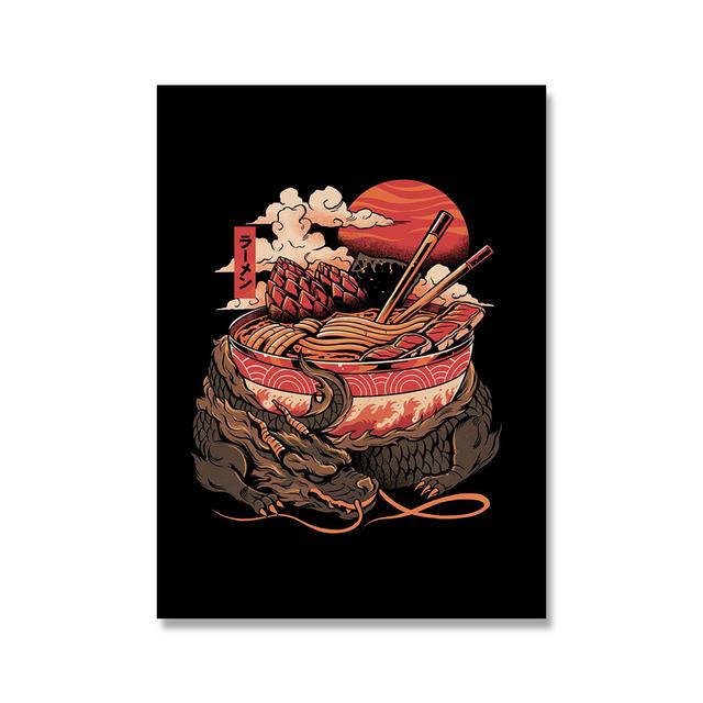 Japanese Food Monster Abstract Canvas Painting Wall Art Pictures Poster and Print for Living Kitchen Restaurant Home Decoration No Frame