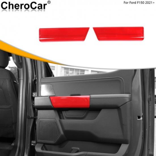 Rear Door Handle Grab Cover Trim Interior Accessories For Ford F150 -22 Red