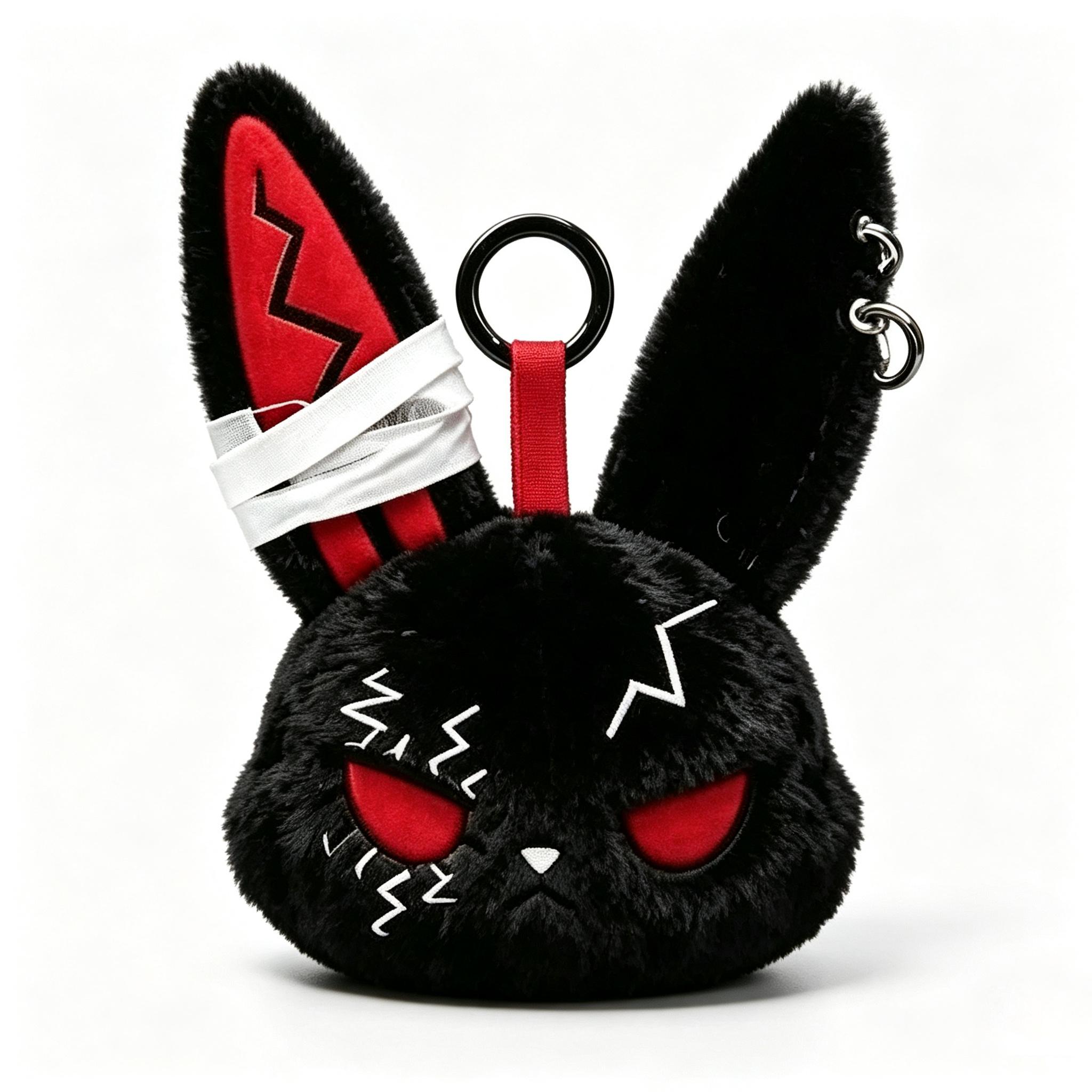 Halloween Konijn Zwart Konijn Tas Hanger Punk Emo Dier Donkere Hanger Zacht Accessoire Cadeau Voor Vrouwen Mannen Tas Hanger 10CM(3.93in)
