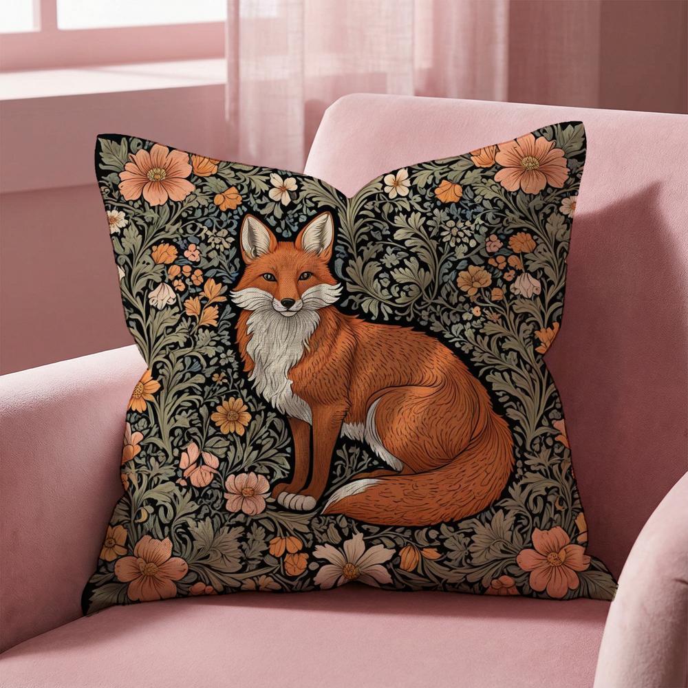 William Morris Art Fox Cushion Cover Multi-Scene Pillow Cover for Home & Car - Reversible, Soft & Durable for Daily Use