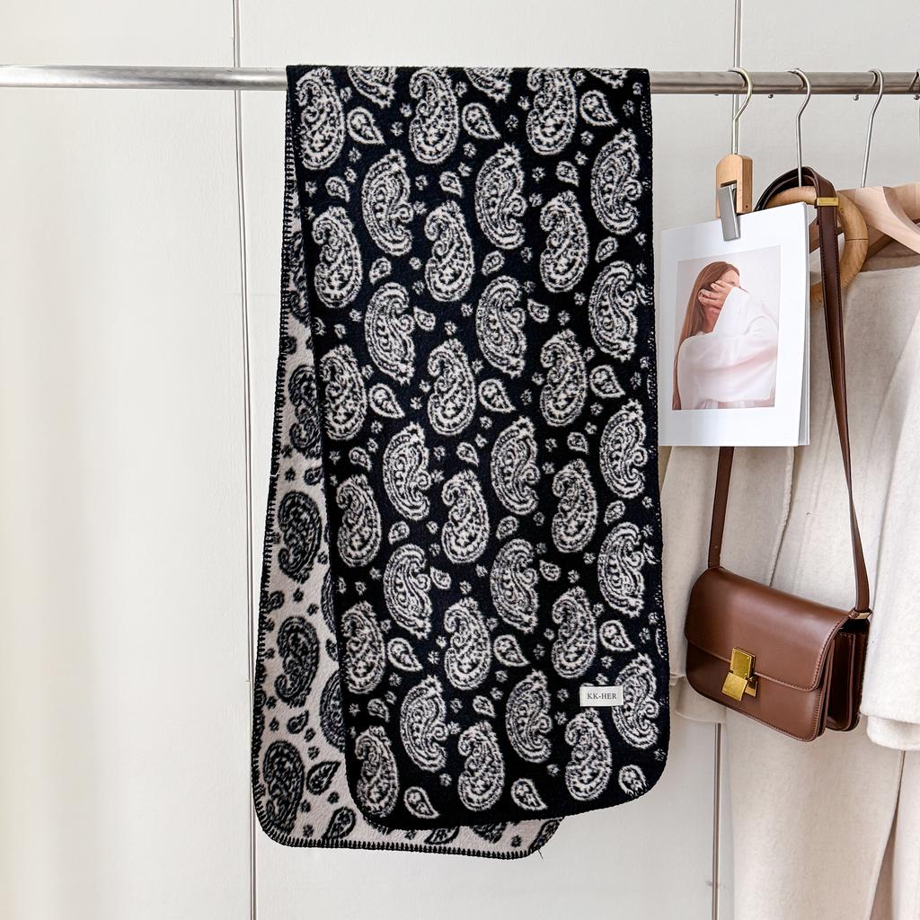 Thick Warm Winter Cashmere-Like Scarf for Women - Luxury Paisley Print Shawls Wraps, Lady's Travel Stole & Fashion Bufanda