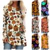 Camicetta da donna di media lunghezza a maniche lunghe con stampa di Halloween, moda casual