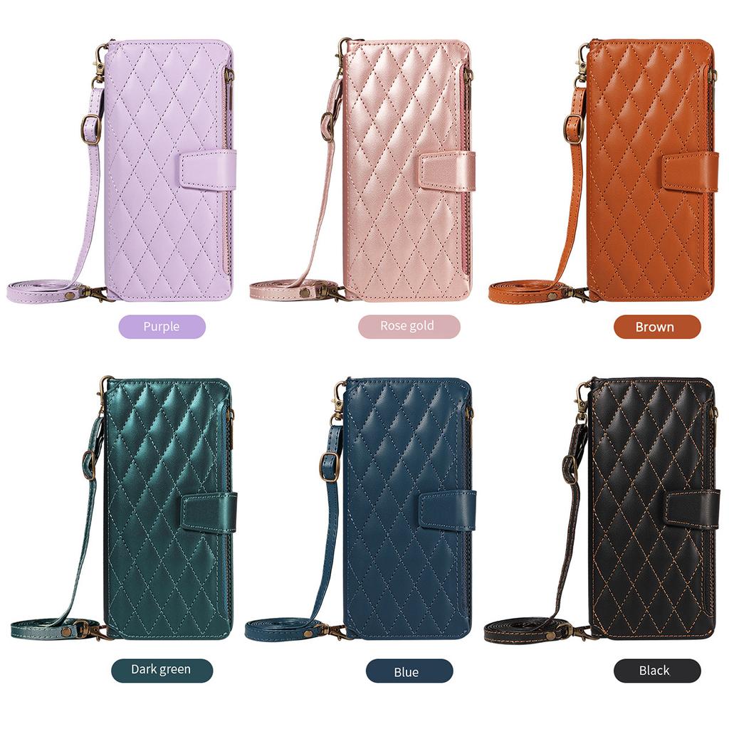 Suitable for Samsung S25 ULTRA Mobile Phone Case S24FE Zipper Card S10 E Mobile Phone Case with Lanyard