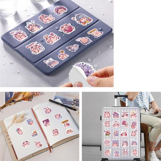 60Pcs Piggy Stickers Waterproof Luggage Lovely Pink Vinyl Pig Decals Pvc Art Removable Motorcycle Skateboard Laptop