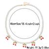 European and American Sweet Pearl Necklace Women, Versatile Cherry Pendant Collarbone Chain, Niche Simple Crystal Jewelry