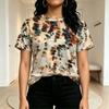 Lockeres kurzes T-Shirt | Minimalistischer Pendlerstil, Tie-Dye-Design, Weicher Stoff, Vielseitiges Freizeit-Oberteil für den täglichen Gebrauch & Outdoor-Spaziergänge