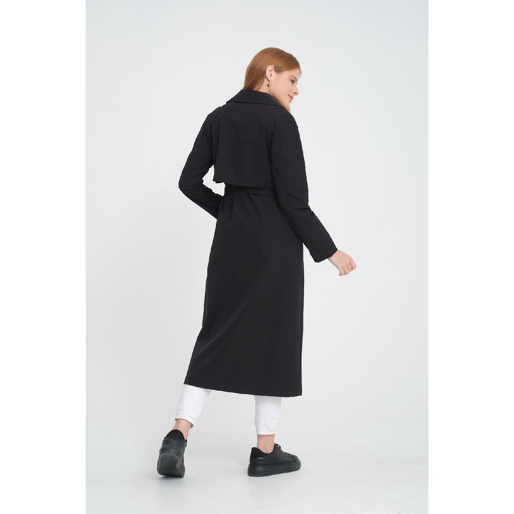 Raglan Sleeve Mid-length Double Breasted Trench Coat (120 Cm) Dark Beige 7558