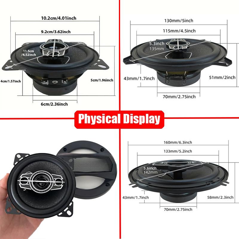 1Pair 4/5/6 Inch 4-Way 220W/300W/350W Universal Car HiFi Coaxial Speaker Auto Music Stereo Car Door Full Range Speakers Woofer 1 Pair 4 inch