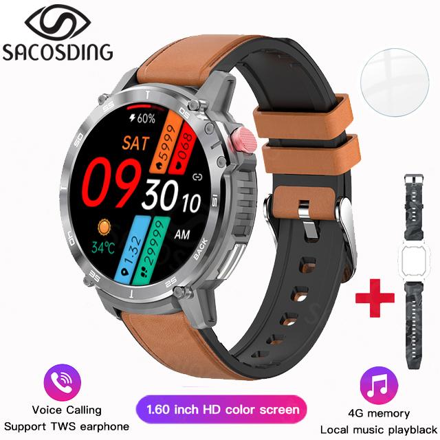 Music Smart Watch 4g Rom Bluetooth Call Sports Watches Men Waterproof Smartwatch For Android Ios Support Tws Earphones