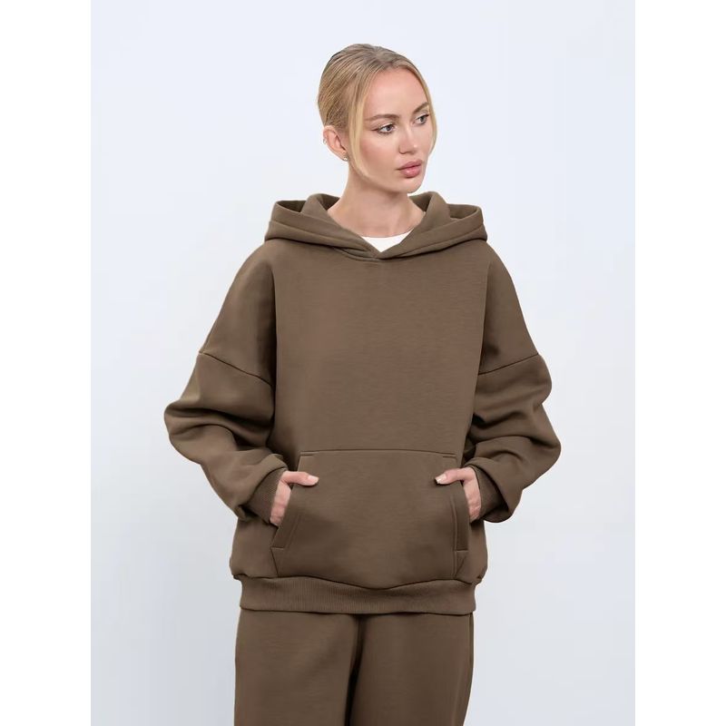 European and American New Loose Casual Hood Long sleeve Pocket Hoodie Top Loose Casual Hooded Top
