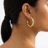 Fashion Boho Summer Turquoise Hoop Earrings for Women C-typ Eexaggeration Round Beads Green Stainless Steel Fashion Jewelry Gift