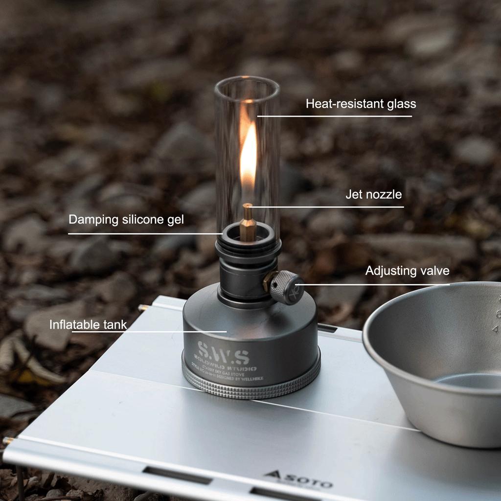 Portable Gas Lamp Camping Atmosphere Lamp Gas Burner Candle Light Portable Tent Lantern Screw On Gas Tank for Outdoor Picnic