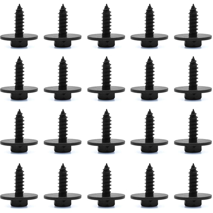 100Pcs Screws Metal Car Body Fender Bumper Retainer Clips Black Phosphate Finish