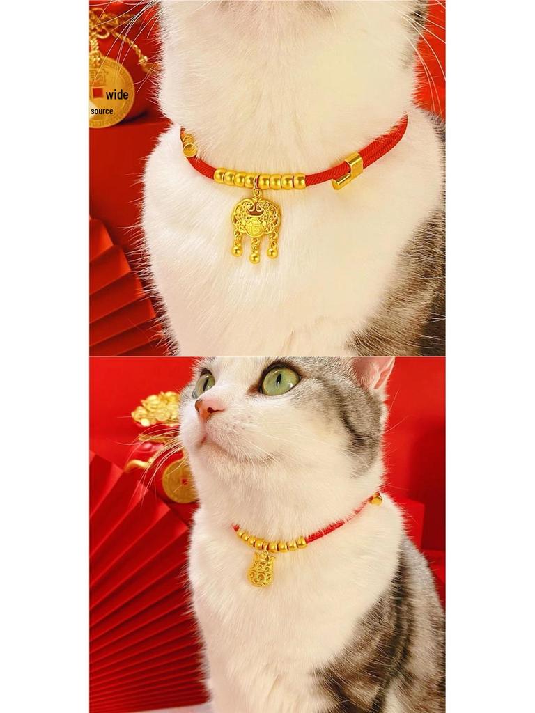 Pet New Year Collar: Adjustable Longevity Lock Necklace for Cats & Small Dogs
