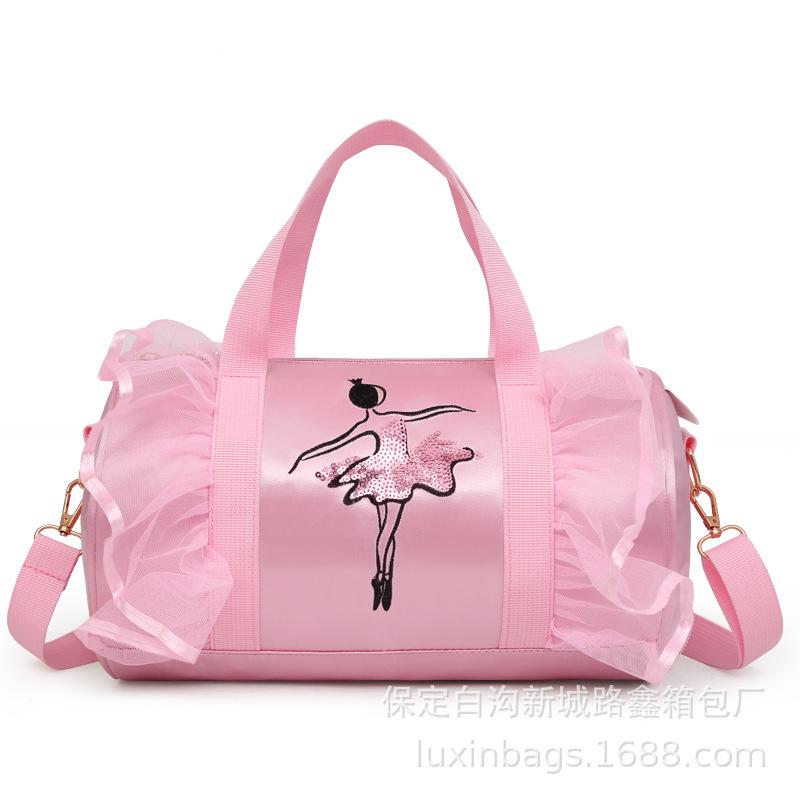 Roztomilý dětský módní batoh růžový zelený fialový sportovní taneční taška flitrový potisk taška přes rameno gymnastika balet latina taška pro dětské dívky