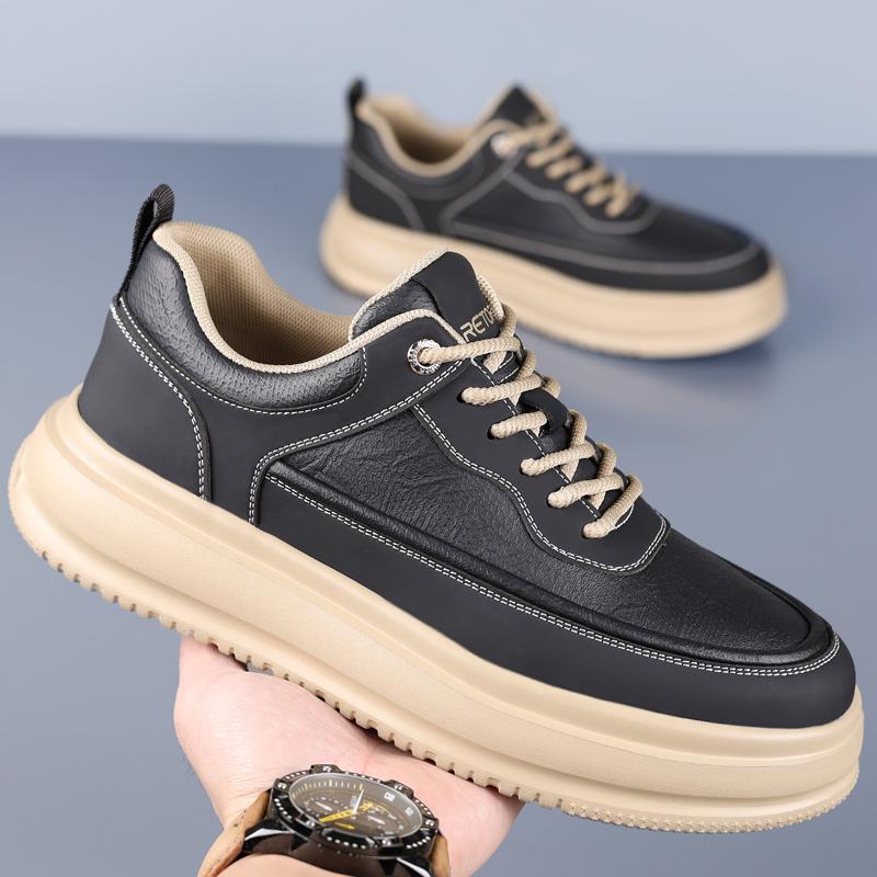 Fashion Fashion Brand Skate Shoes Men's Leather Platform Casual Shoes Wear-resistant Men's Oxford Flats Versatile Outdoor Walking Shoes