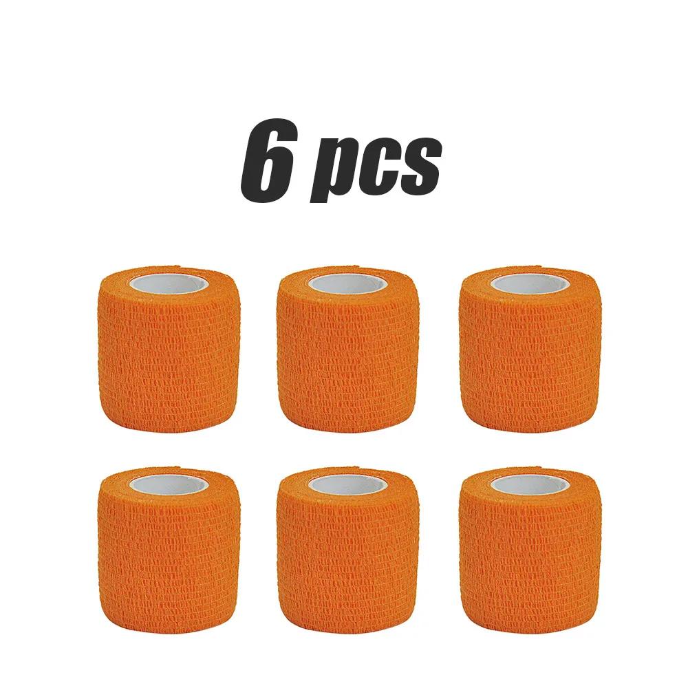 1/6/10/15Pcs 4.8m orange First Aid Self Adhesive Cohesive Elasticity Bandages Sports Tape for Wrist Ankle Sprains & Swelling