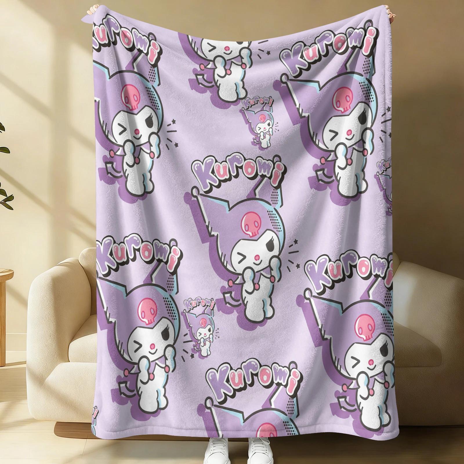 

Sanrio Кавайи Куроми Фланелевое Флисовое Одеяло Мягкое Теплое Пушистое Плед Милый Покрывало для Дивана Кровати Шарф для Сна в Офисе Легкое Одеяло 100x150cm