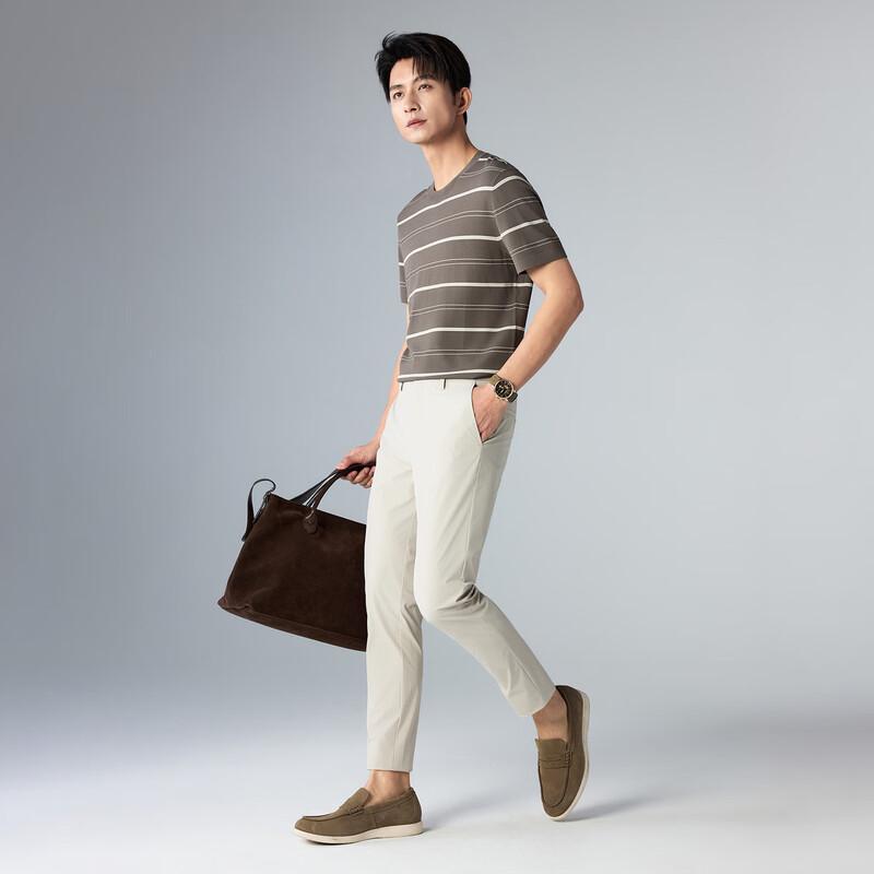 Lilang Men's Slim Fit Striped Knit T-Shirt