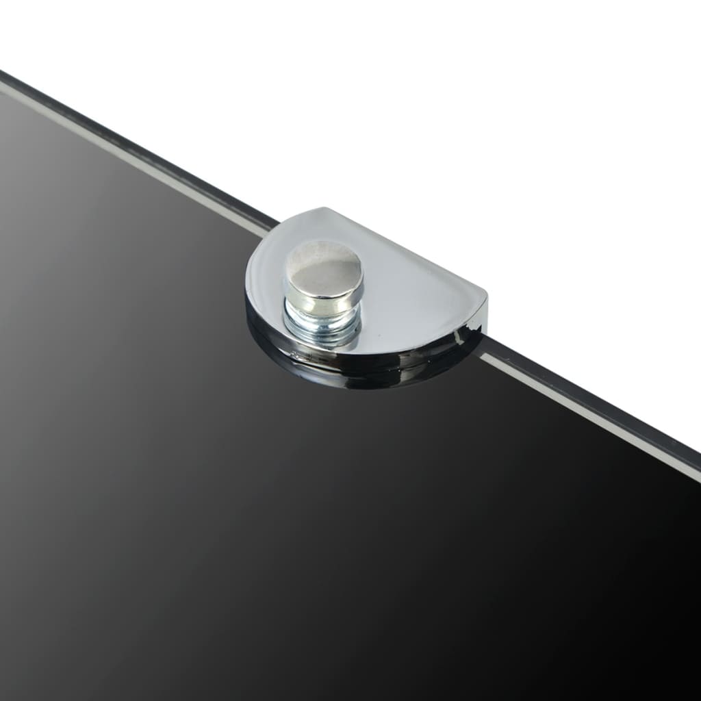 Corner Shelf with Chrome Finished Brackets Black Glass 25 x 25 cm