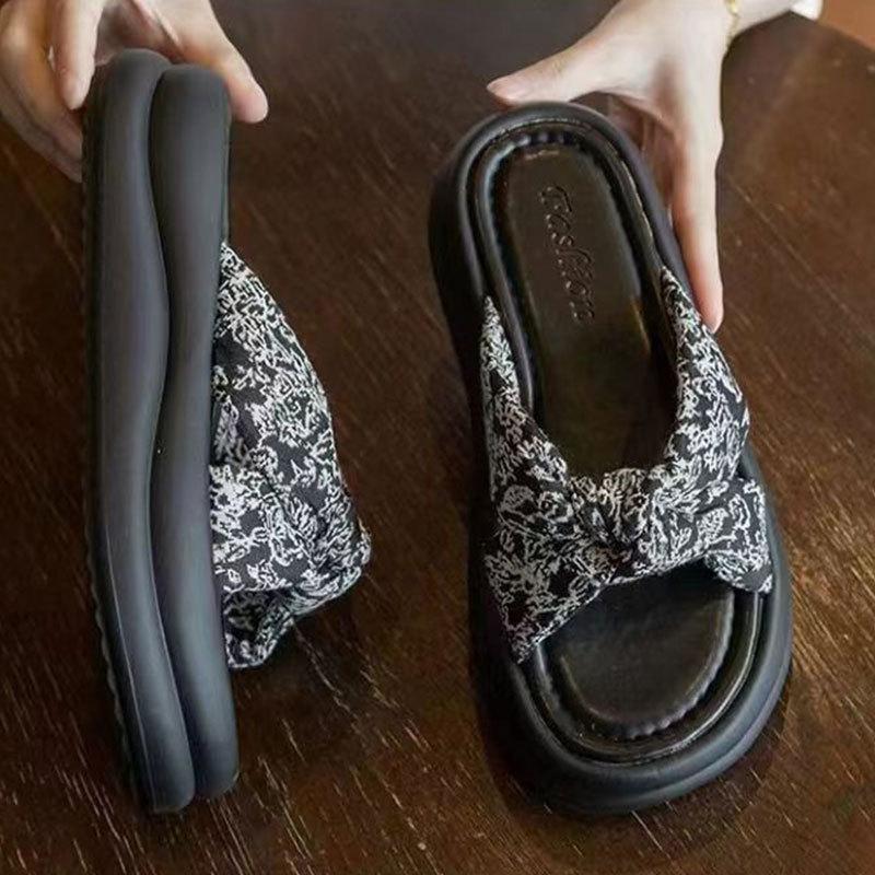 

thick-soled national style cool slippers women s new 2025 summer wear fairy style with skirt maternity beach shoes 40