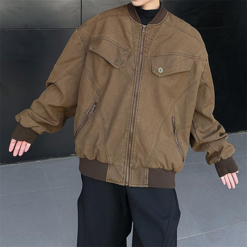 Men's new cargo jacket men's spring and autumn new American retro baseball uniform old jacket top