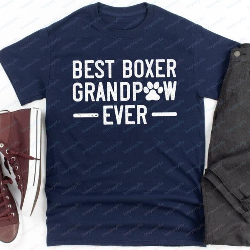 Boxer Dog Gift for Grandpa Best Grandpaw Ever Dog Grandpa Shirt for Unisex Graphic T Shirts Harajuku Gothic Shirts for Women Tops