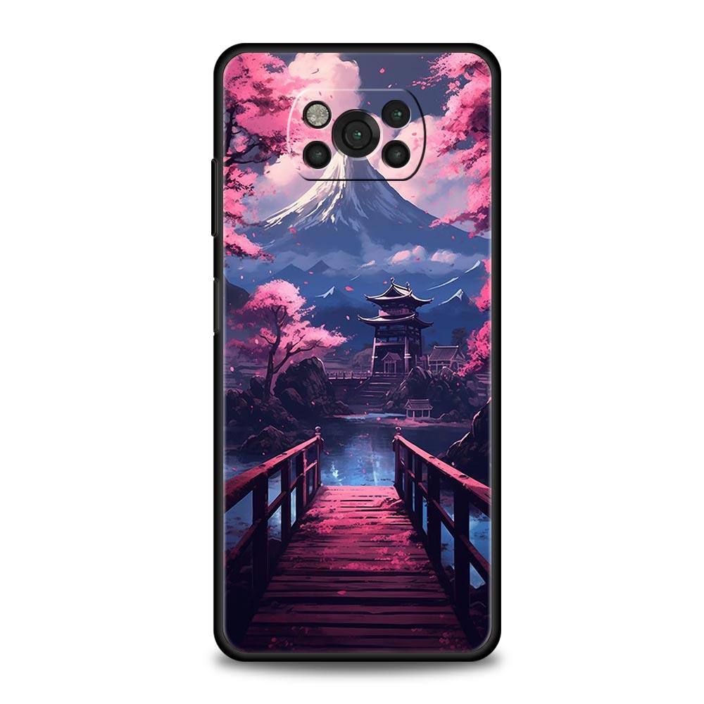 Japanese Landscape Phone Case For For Xiaomi Poco X6 X5 Pro X4 X3 NFC F5 Pro F4 F3 GT M5 M4 Pro 5G M3 C51 C50 C55 Soft Cover