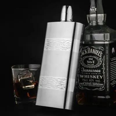 

Vintage Portable Hip Flask Whiskey Stainless Steel Gift Thicken Hip Flask Leather Carry Wine Glasses Kitchen Accessories