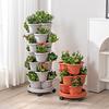 Stackable Flower Pot Vertical Garden Planter with Water Drainage Multi-tier Planter Tray with Wheels for Growing Vegetables And Succulents