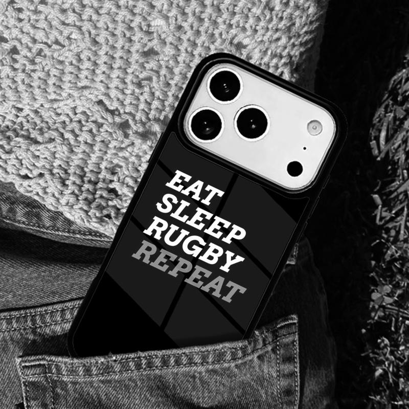 Rugby Eat Sleep And Repeat Phone Case For iPhone 17 AIR 16 Pro Max 15 14 Pro 11 12 13 Shockproof Silicone Cover