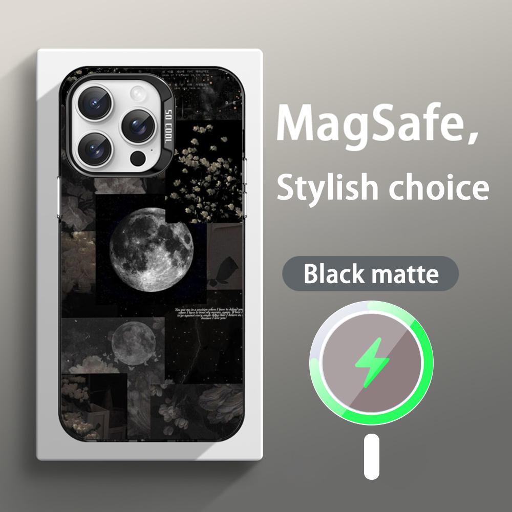 

Cool moon fashion poster pattern Phone Case Magnetic IMD Colorful Silver case for iPhone 17 16 15 14 13 12 Pro Max iPhone 14 Plus
