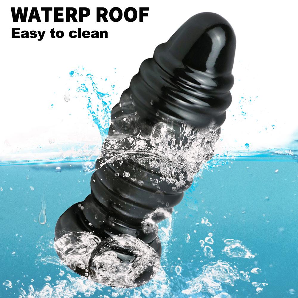 Schwarzer Spiralpenis Seidenraupenpuppe Tierpenis Dildo Vagina Plug Analplug mit grobem Gewinde Sexspielzeug Produkte für Erwachsene Dildosjavascript: