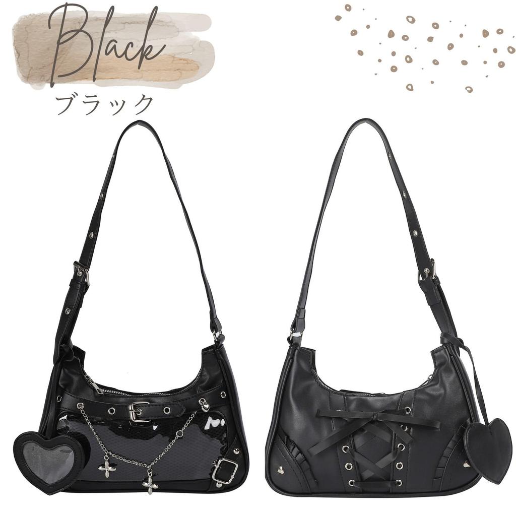 Harujio Ita Shoulder Hidden Shoulder Mini Ita Otaku Ita Popular Bag, Small, Bag, Bag, Handbag, Bag, Clear, Activity, Y2K, Bag, Black, Silver, Cute,