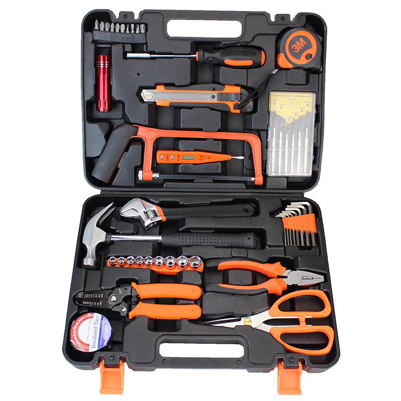 Household Hardware Tool Set: Electric & Impact Drill Combo with Toolbox for Vehicle Repair