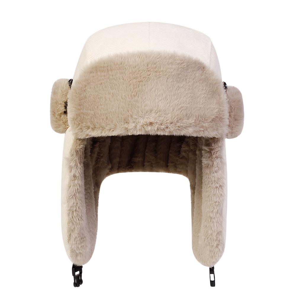 

Outdoors Thick Corduroy Lei Feng Hat Warm Ear Protection Winter Hat Ushanka Fur Hat Windproof Ski Hat for Men бежевый