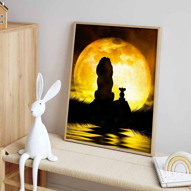 Disney 5D DIY Diamond Painting Decorations Mufasa Simba Silhouette Theme Art Painting Diamond Embroidery Rhinestone Cross Stitch Set Handmade