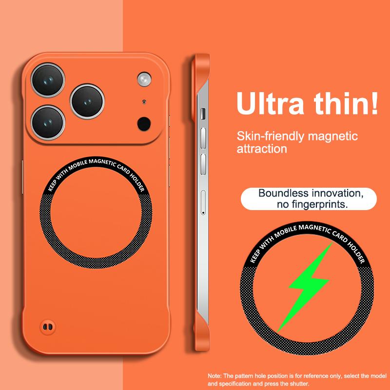Premium Ultra Slim Frameless Magnetic Cases for IPhone 17 Air 16E 15 14 Plus 13 12 Pro Max Wireless Charging PC Hard Back Covers