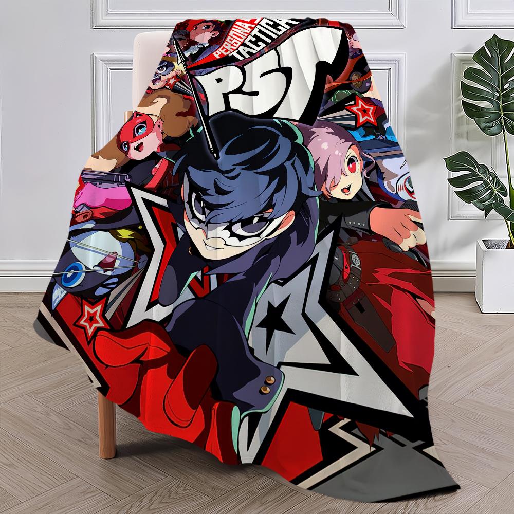Game Cool 5 Cute Blanket Plush Nap Sofa Rug P-Persona for Living Room Warm Office Bedroom Birthday Home Travel Kid Gifts