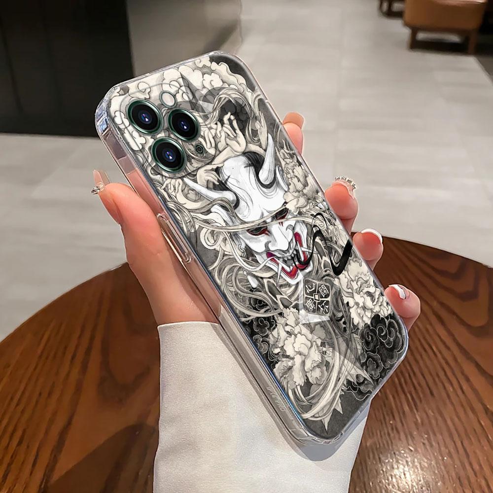 Samurai Ghost Hannya Ukiyo-E Mask Tattoo Case For Apple iPhone 17 16 15 14 13 12 11 Pro Max 16 Plus 16E 17Air 17Pro Phone Covers