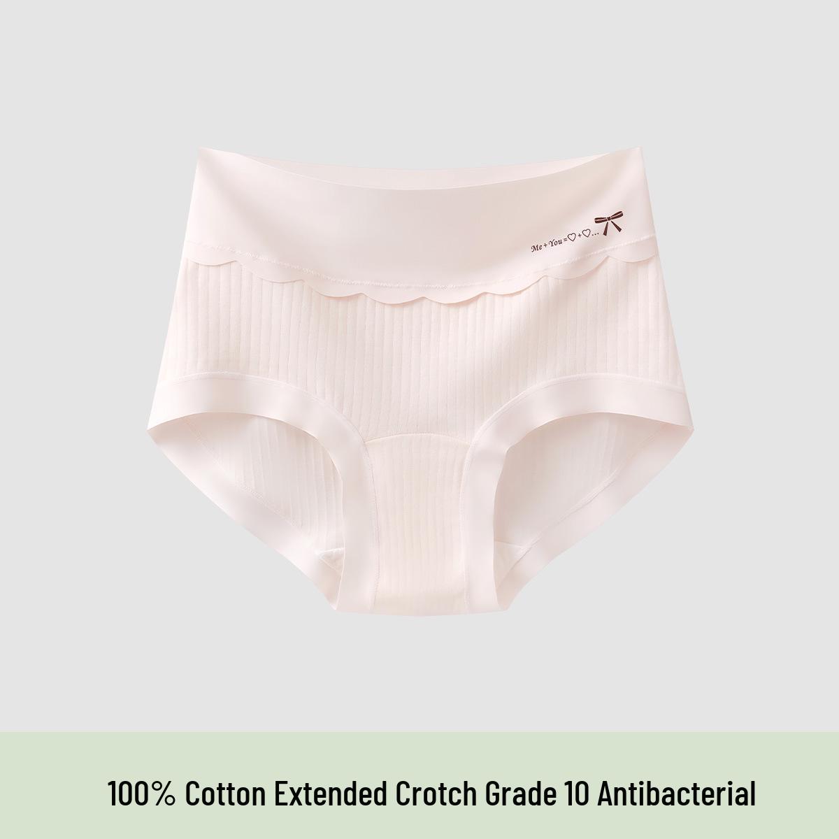 

Женские хлопковые бесшовные трусы большого размера с высокой талией, контролем живота и удлиненной ластовицей с антибактериальным эффектом 3XL (180-210 lbs)