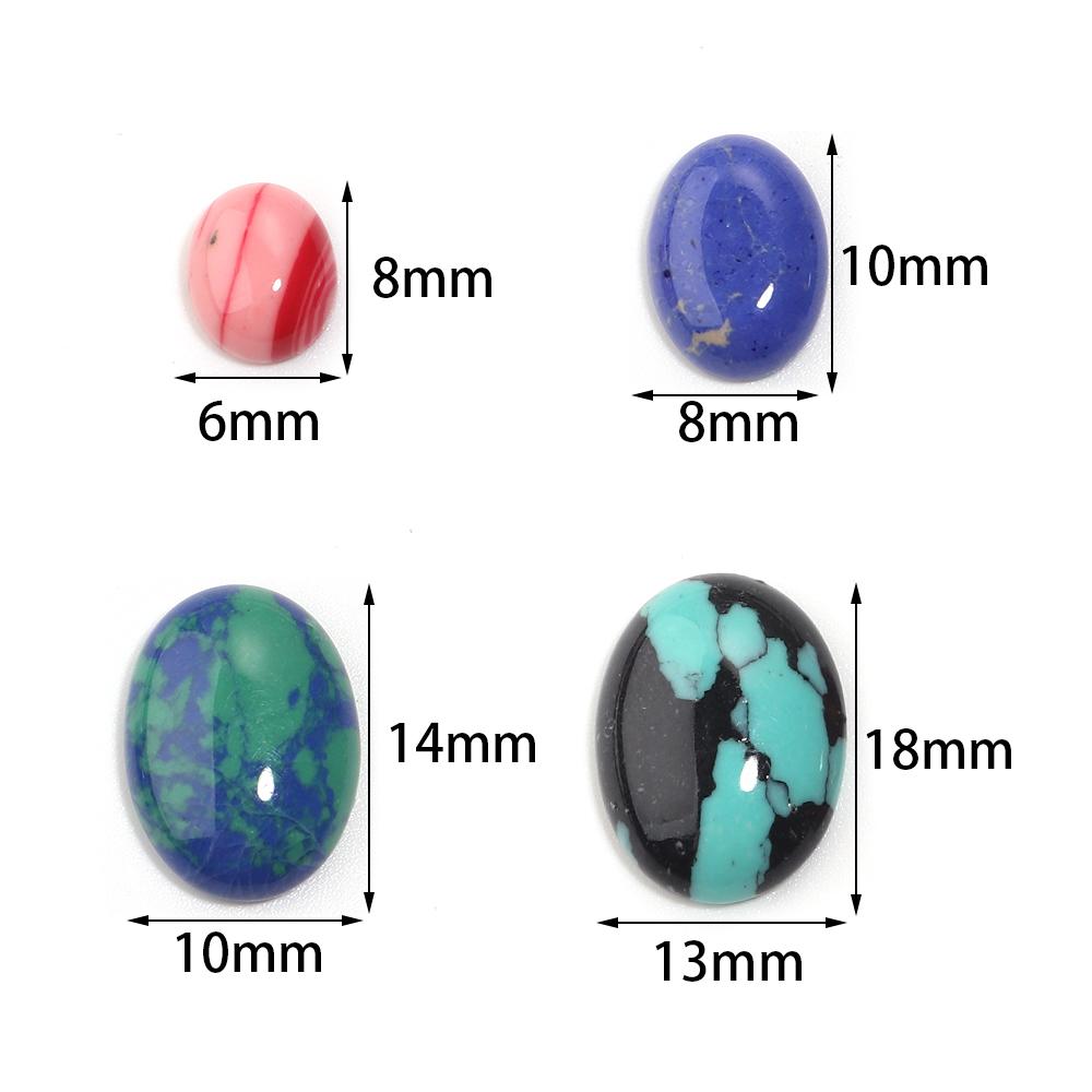10pcs Synthetic Turquoise Cabochon Beads Oval Flat Back Cabochon Loose Beads For DIY Jewelry Making Pendants Ring Accessories