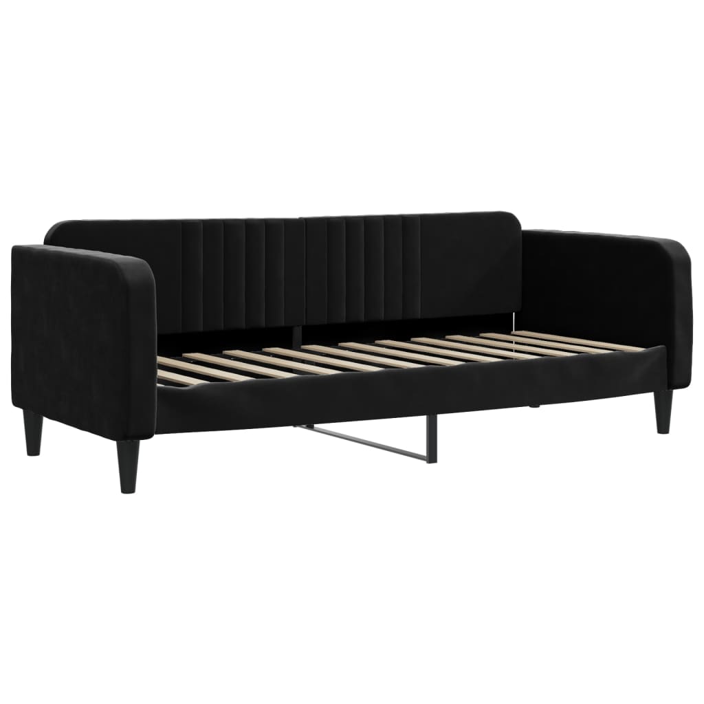 Vidaxl Sofa with Sleeping Function, Black, 80X200 Cm, Upholstered In Velvet
