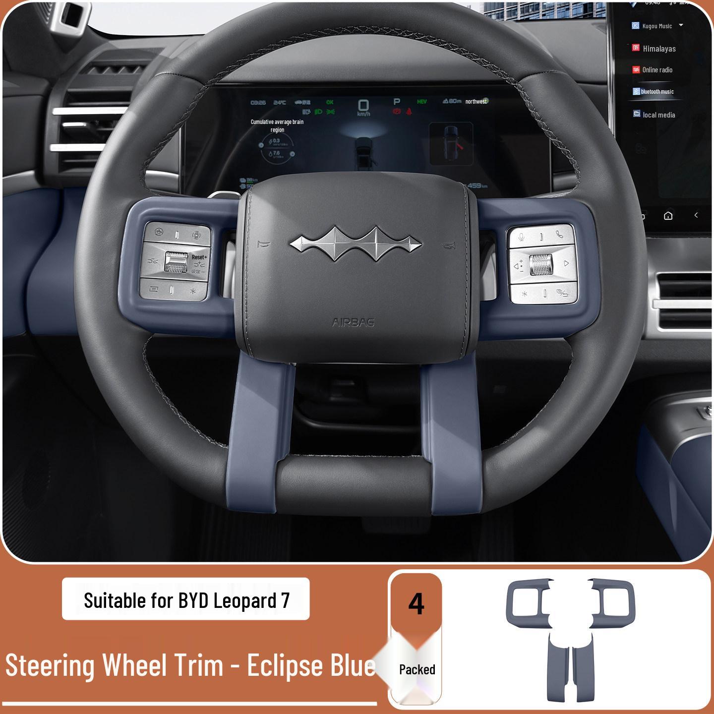

Equation Leopard Titanium 7 Steering Wheel Trim Frame - Carbon Fiber Texture ABS Interior Sticker Decoration