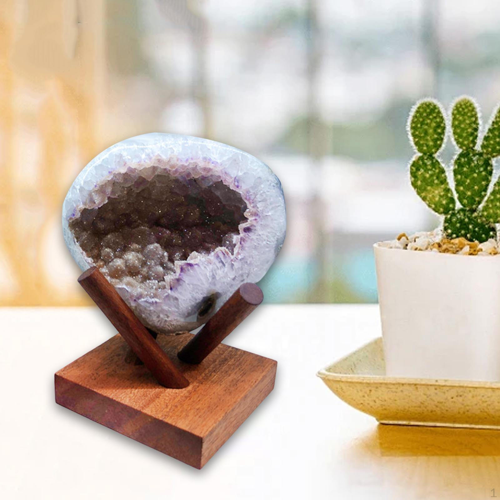 

Display Stand with Wood Rock Holder, Tabletop Pedestal for Farmhouse Kitchen Dark Wood Color